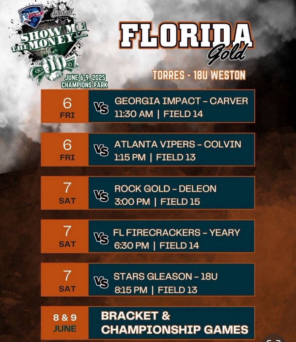 Our schedule for Show Me The Money.