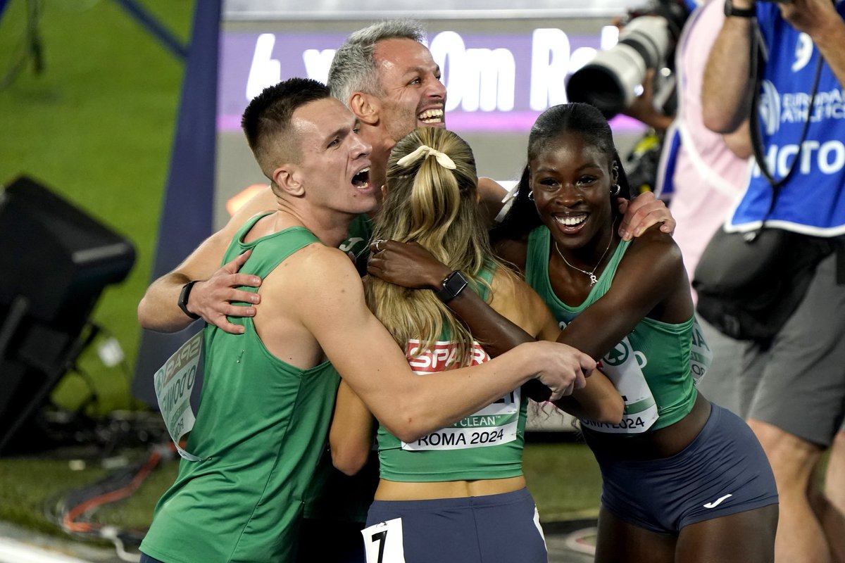 History made! ☘️ 

On this day in 2024, Ireland won their first European gold medal since 1998 with victory in the mixed 4x400m in Rome! 🇮🇪🥇