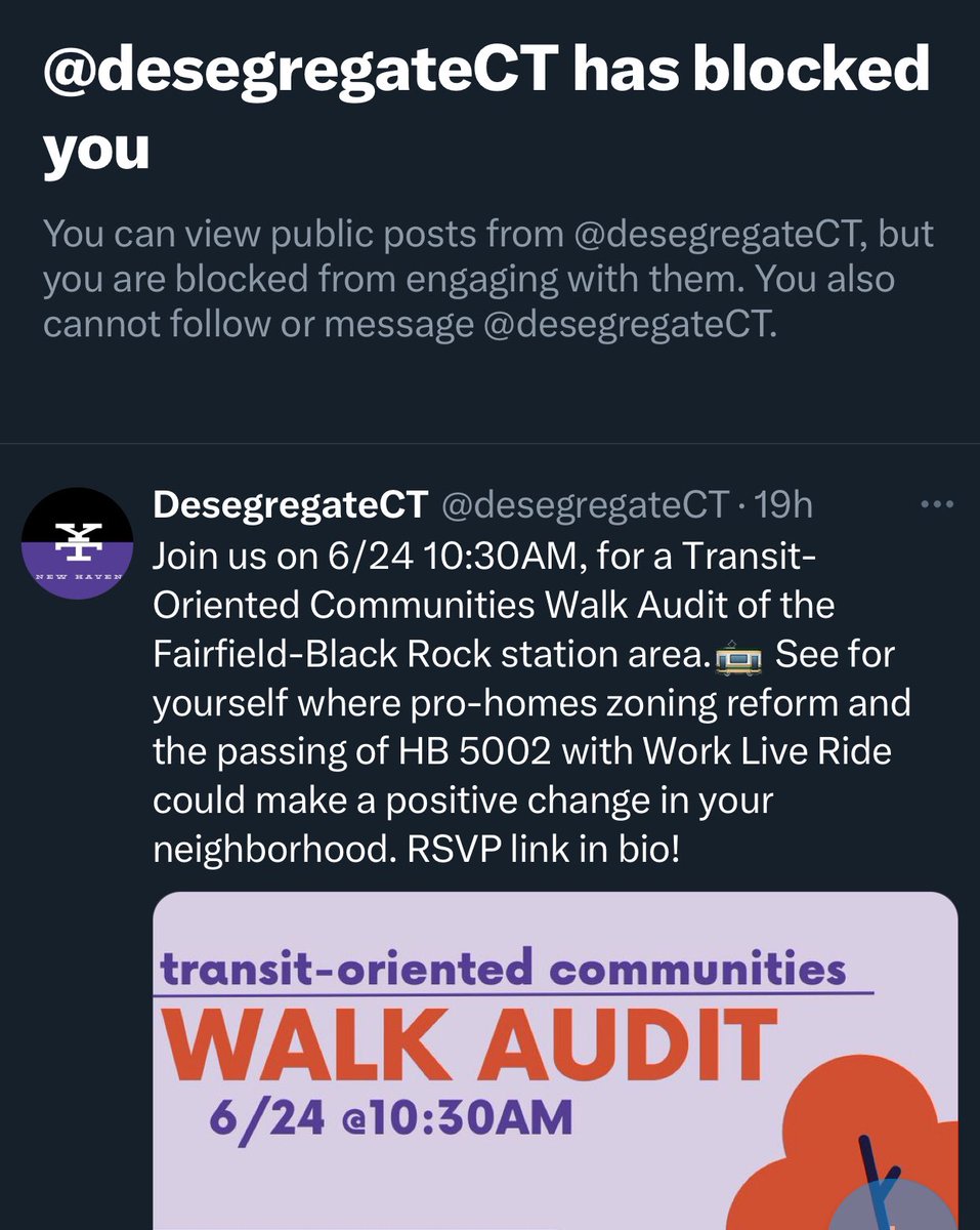 RealNewsCT (@ctltribune) on Twitter photo Solution to "you can't repost/quote"
A Walk Audit is a test -- whether the passed HB5002's parking elimination will work or not. <a href="/coachingsisters/">Learnedhardway</a> <a href="/CommieCt/">Linda D</a> <a href="/TonyDeAngelo7/">Tony De Angelo</a> <a href="/WFSBnews/">WFSB Channel 3</a> <a href="/talkofct/">Talk of Connecticut</a> <a href="/CTDems/">Connecticut Dems</a> <a href="/CTGOP/">CTGOP</a> Solution to "you can't repost/quote"
A Walk Audit is a test -- whether the passed HB5002's parking elimination will work or not. <a href="/coachingsisters/">Learnedhardway</a> <a href="/CommieCt/">Linda D</a> <a href="/TonyDeAngelo7/">Tony De Angelo</a> <a href="/WFSBnews/">WFSB Channel 3</a> <a href="/talkofct/">Talk of Connecticut</a> <a href="/CTDems/">Connecticut Dems</a> <a href="/CTGOP/">CTGOP</a>