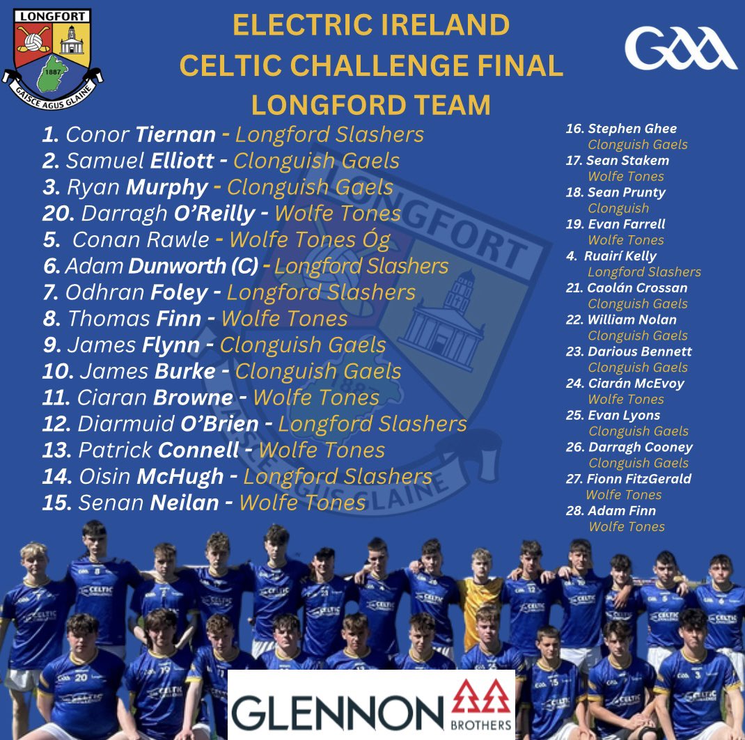 Wishing our Minor Hurlers and Management Team the very Best of Luck as they take on Fermanagh at 2pm in the Celtic Challenge Final in Kingspan Breffni Park💙💛

Watch the game live on YouTube🖥️
youtube.com/live/ZodvDvLcU…