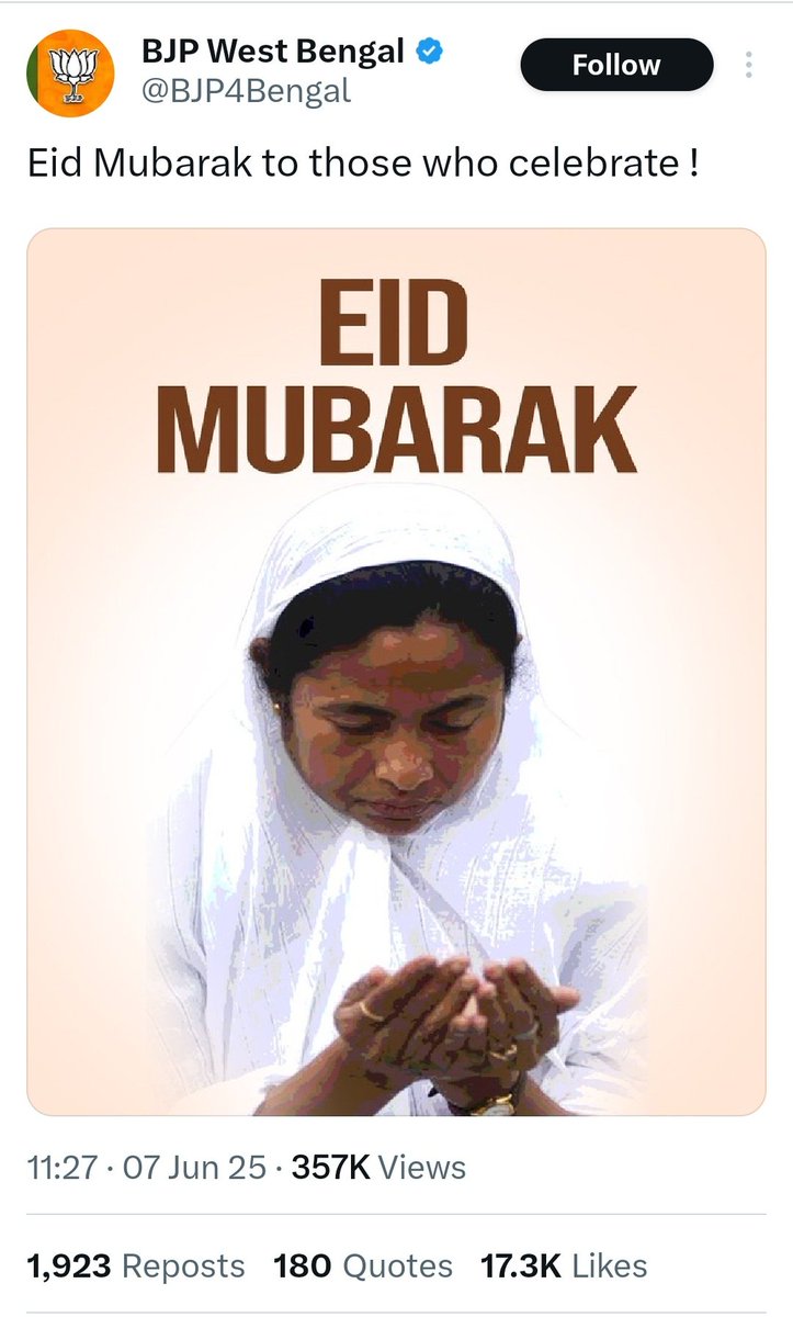 Mohammed Zubair (@zoo_bear) on Twitter photo Official X account of PM <a href="/narendramodi/">Narendra Modi</a>'s party mockingly using an image of Opposition leader to wish Eid. Official X account of PM <a href="/narendramodi/">Narendra Modi</a>'s party mockingly using an image of Opposition leader to wish Eid.