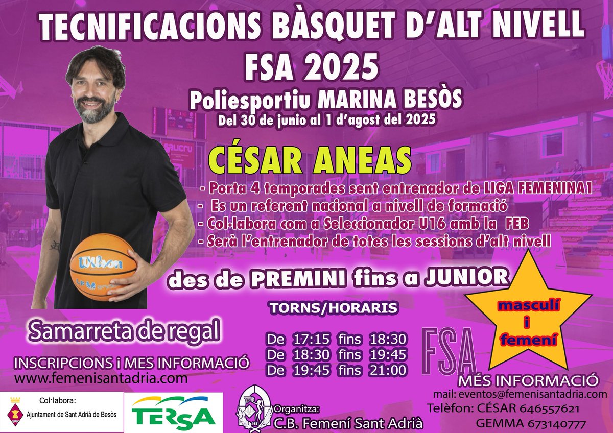 🏀⛹️‍♀️⛹️𝗧𝗘𝗖𝗡𝗜𝗙𝗜𝗖𝗔𝗖𝗜𝗢𝗡𝗦 𝗔𝗠𝗕 𝗖É𝗦𝗔𝗥 𝗔𝗡𝗘𝗔𝗦 

🫵 L'estiu és una immillorable època de l'any per a millorar la tècnica individual 

🤜 Quina millor manera de poder fer-ho que amb un entrenador de Lliga Femenina com César Aneas, un referent al bàsquet formatiu