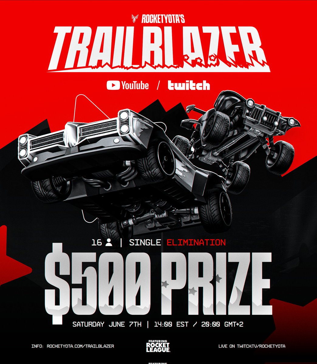 Today is the DAY! The trailblazer tournament will kick off at 2EST with the pre show + introductions and then STRAIGHT INTO FREESTYLING!

Watch it live on twitch.tv/rocketyota