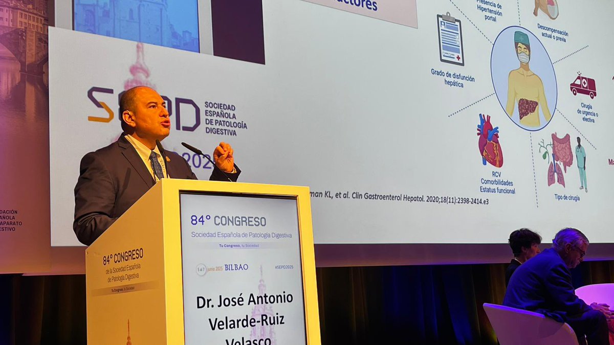 🤝 En #SEPD2025, el Dr. José Antonio Velarde Ruiz Velasco <a href="/gastromx/">AMG Asoc.Mex.Gastro.</a> defiende un modelo multidisciplinar (hepatología, anestesia, nutrición, cirugía) para optimizar el abordaje quirúrgico en pacientes cirróticos. La clave: prevenir, coordinar y mejorar el pronóstico <a href="/amhmx/">AMH</a>