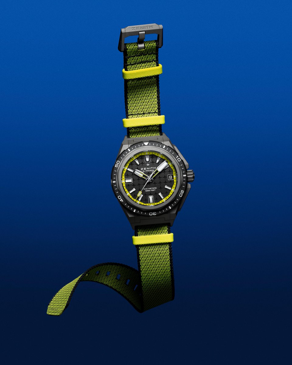 ZenithWatches's tweet photo. #ZenithDefy: Where functionality meets striking design. The DEFY Extreme Diver's 42.5mm micro-blasted titanium case houses a rugged instrument engineered for extreme underwater conditions. Complete with a titanium bracelet and interchangeable rubber & fabric straps to adapt to any environment.
#ZenithWatches #Zenith160Years #DefyExtreme #ElPrimero