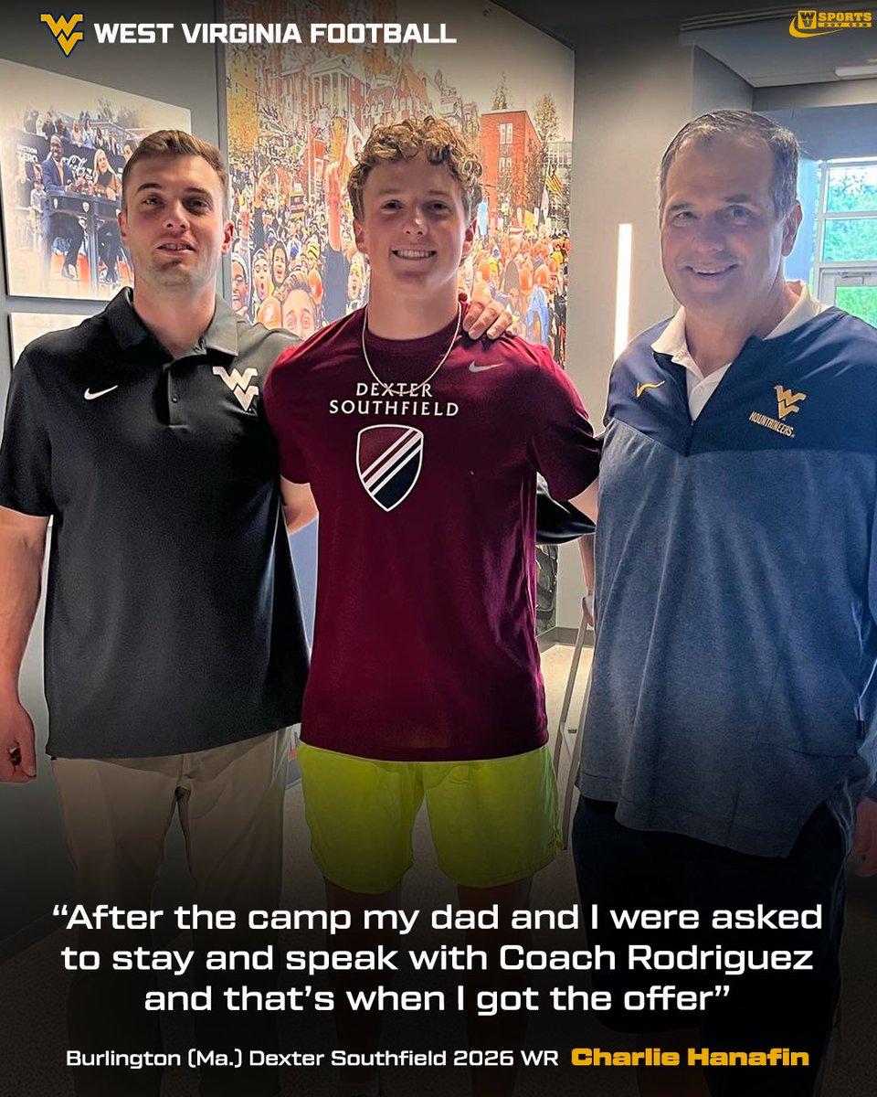 WVSports.com (@wvsportsdotcom) on Twitter photo 2026 WR Charlie Hanafin made the most of his #WVU camp visit, earning an offer after a standout showing. He impressed throughout the camp. #HailWV <a href="/CHanafin15/">Charlie Hanafin</a>
Interview 👉 gowvu.us/67b 2026 WR Charlie Hanafin made the most of his #WVU camp visit, earning an offer after a standout showing. He impressed throughout the camp. #HailWV <a href="/CHanafin15/">Charlie Hanafin</a>
Interview 👉 gowvu.us/67b