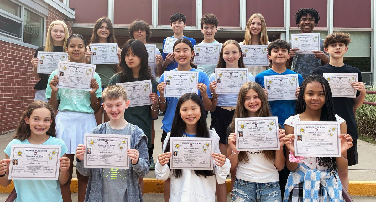 Congratulations to the May and June Dodd Middle School Students of the Month! #cheshirepublic #cheshirepublicschools #cheshirectpublicschool #doddmiddleschool