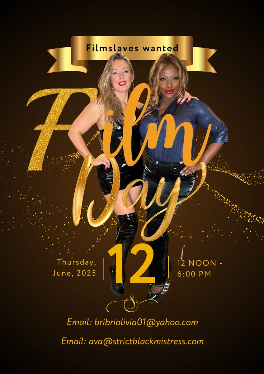 I have only one more filming day till September 
But luckily for you we have one slot available for a filmslave to serve us 
We film to your play preferences, and as you have seen <a href="/Missbriolivia/">Mistress Brianna Olivia</a> and I are a dream team of delicious Dominance 
Book your place to be beneath us in