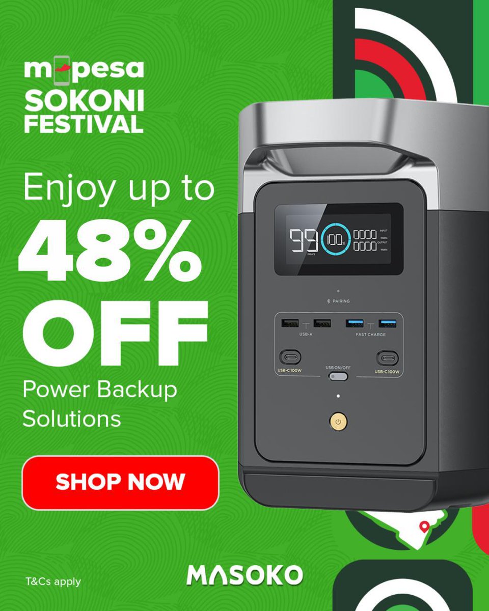 Wadau The MPESA Sokoni Festival is happening today pale Mombasa Sports Club Grounds! Kuna
Massive discounts on phones, electronics &amp; more at masoko.com
Great vibes, entertainment, and business forums await.

#CrazyMasokoDeals #MpesaSokoniFest <a href="/SafaricomPLC/">Safaricom PLC</a>