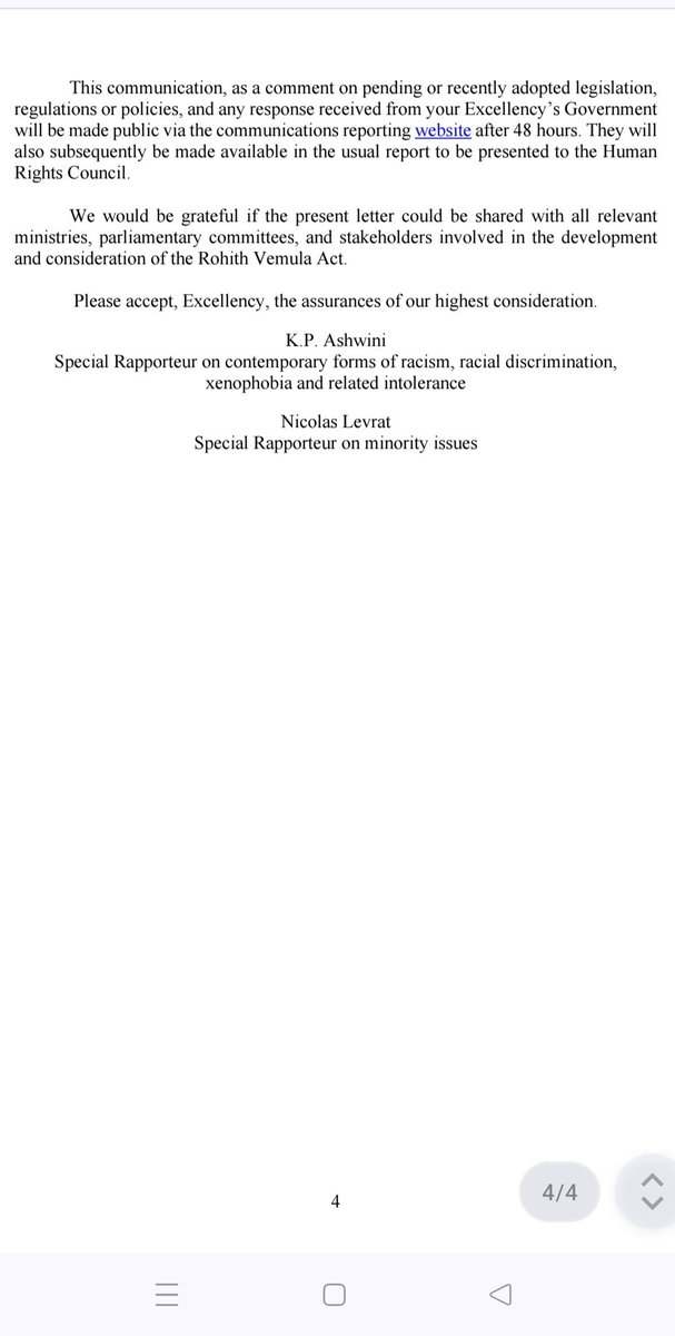 The official letter sent to GOK with regards to the proposed Rohit Vemula Act . We hope the honourable ministers and concerned ministries take note of the letter and we look forward to a positive engagement.
<a href="/siddaramaiah/">Siddaramaiah</a> <a href="/CMahadevappa/">Dr H C Mahadevappa(Buddha Basava Ambedkar Parivar)</a> 
<a href="/SWMinistryKar/">Social Welfare Minister - Karnataka</a> <a href="/drmcsudhakar/">Dr MC Sudhakar</a> 
<a href="/HKPatilINC/">HK Patil</a>