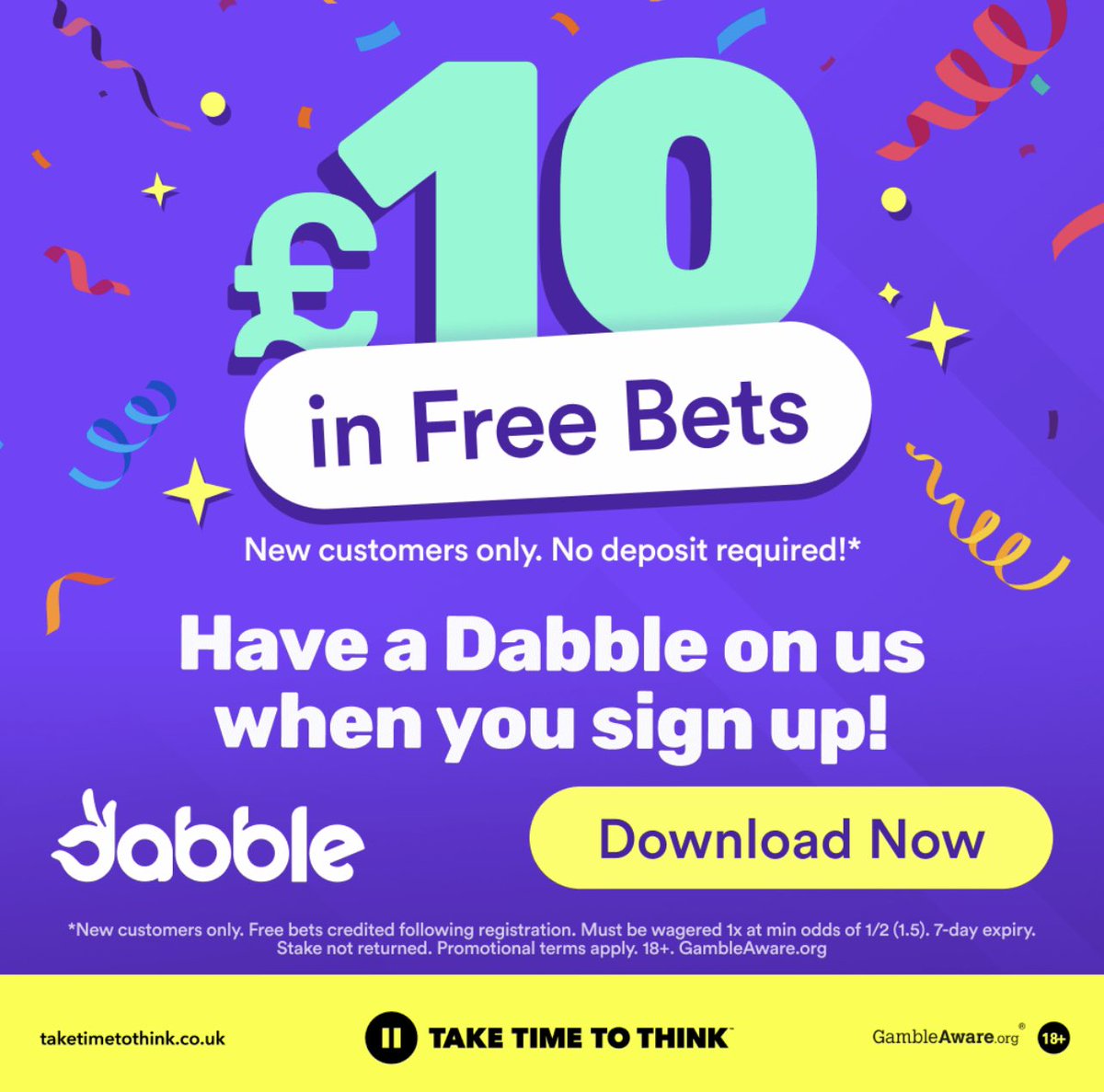 racingtips's tweet image. FREE BET MADNESS - £10 FREE 🤯

An absolute corker of an offer here from new UK Brand Dabble giving away £10 Free Bet with no deposit required from them!✅

Claim down below!🤝

👉 shorturl.at/M9YCq

#Ad | New Customer Offer | 18+ | T&amp;amp;Cs Apply | GambleAware.org
