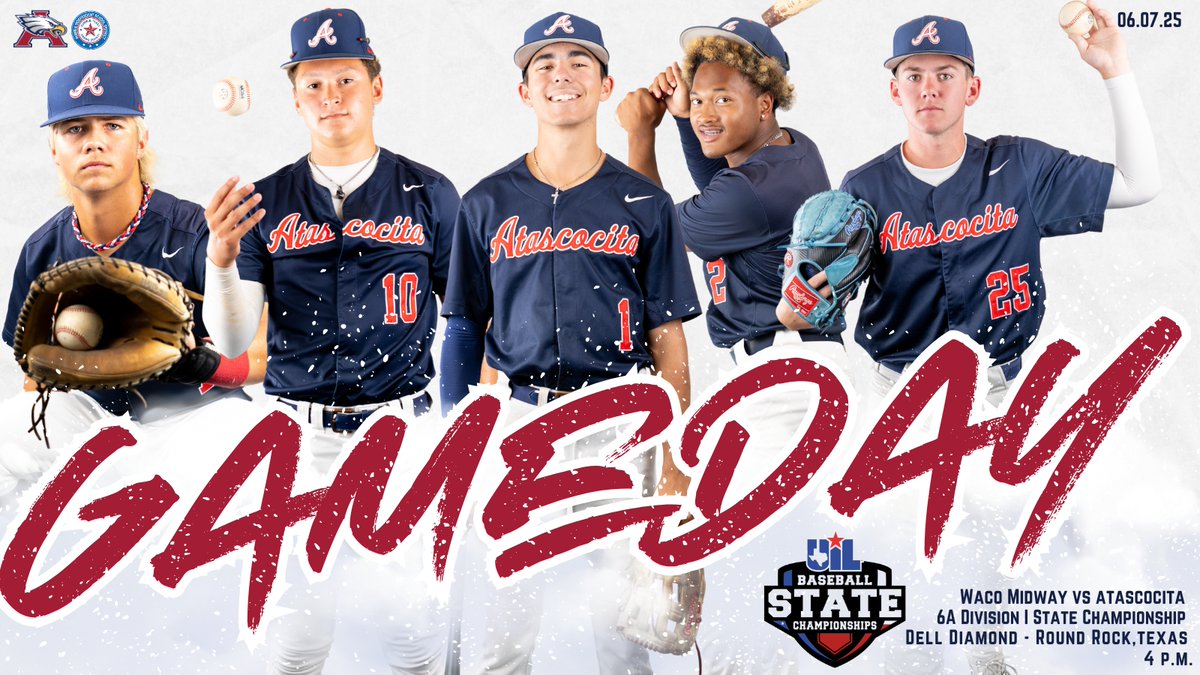 Humble ISD (@humbleisd) on Twitter photo 📸: Time To Play With #GRIT
<a href="/AHS_6aBaseball/">Atascocita Baseball</a> plays in the program's first-ever State Championship Game today!!
The Eagles close out the 2025 UIL Baseball season in the Class 6A Division I State Championship.
EAGLES NATION ... Let's FLY!! #UILState
(<a href="/HumbleISD_Ath/">Humble ISD Athletics</a> 📸: Time To Play With #GRIT
<a href="/AHS_6aBaseball/">Atascocita Baseball</a> plays in the program's first-ever State Championship Game today!!
The Eagles close out the 2025 UIL Baseball season in the Class 6A Division I State Championship.
EAGLES NATION ... Let's FLY!! #UILState
(<a href="/HumbleISD_Ath/">Humble ISD Athletics</a>