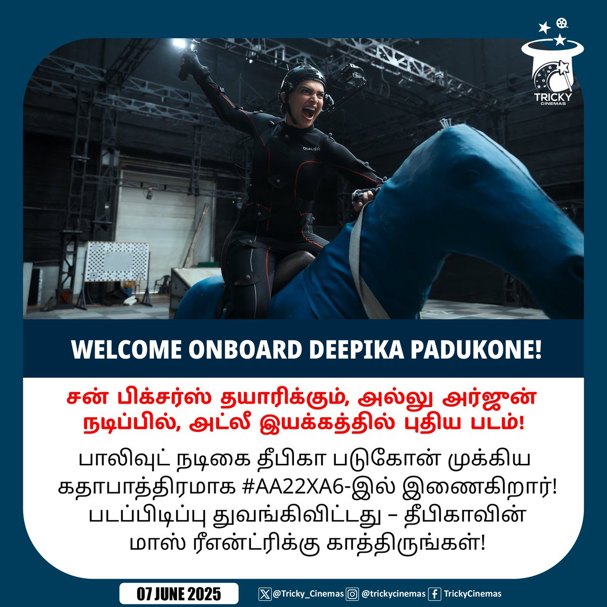 Tricky_Cinemas's tweet photo. தமிழ் திரையரங்கில் தெறிக்கும் மேகா வெடிப்பு ஆரம்பம்! தீபிகா இணையும் #AA22xA6

#DeepikaPadukone #AA22xA6 #SunPictures #KollywoodUpdate #MegaAnnouncement https://t.co/FdG7qfPA4A