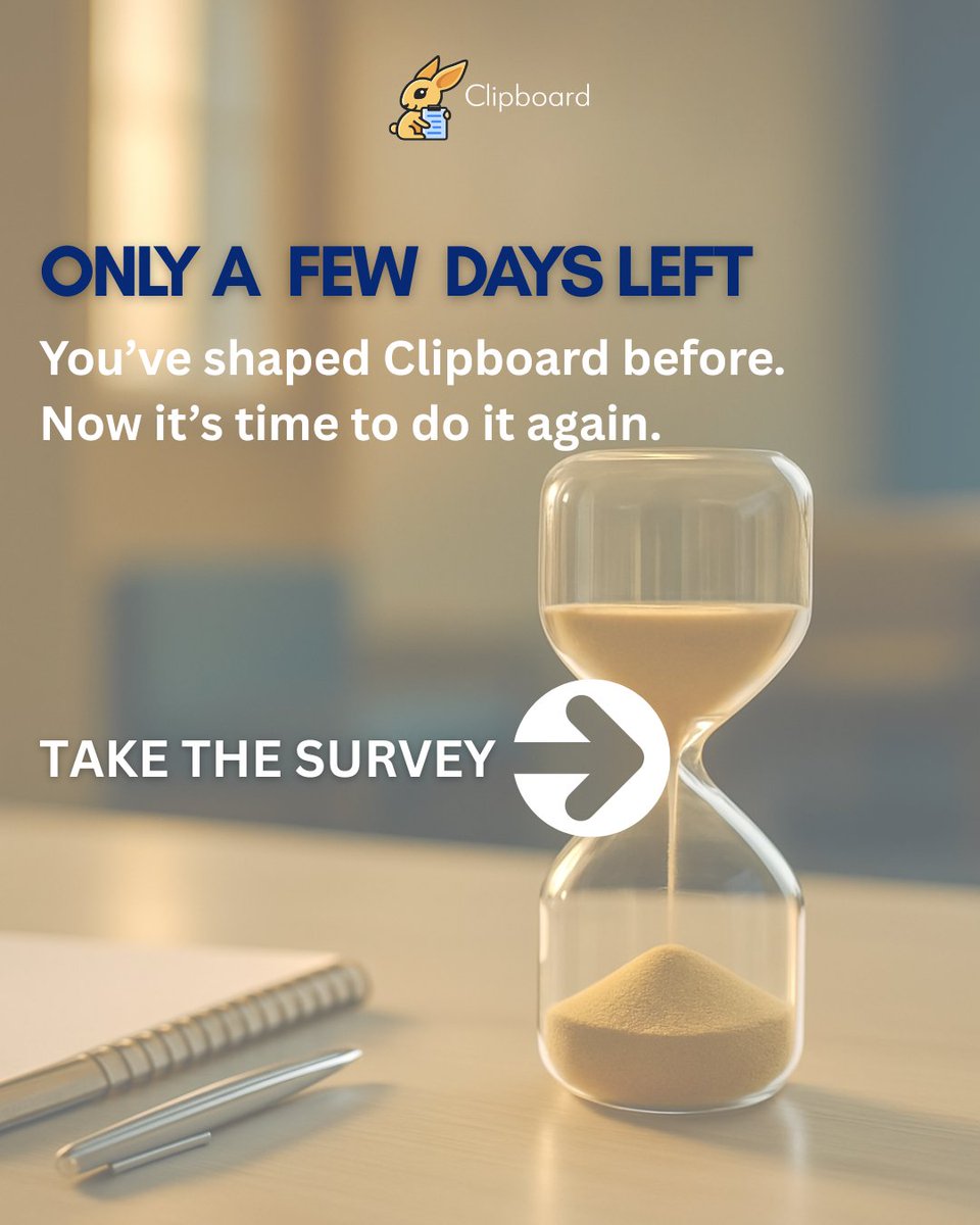 Only a few days left. ⏳
We’ve made real changes based on your voice.
Now we’re listening again.
Help shape what’s next.
📝 Take the survey ↓
bit.ly/3Tc4gNS