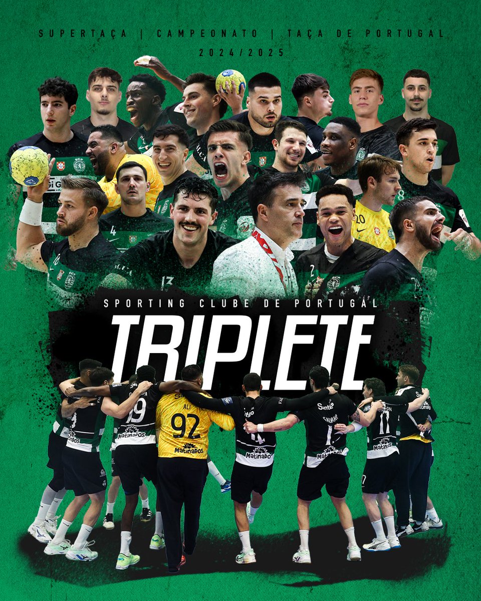Os Leões do #AndebolSCP vencem o FC Porto por 27-28 na final da Taça de Portugal, conquistam o 𝐓𝐑𝐈𝐏𝐋𝐄𝐓𝐄 🏆🏆🏆 e chegam ao 7️⃣.° título consecutivo na modalidade 🤩