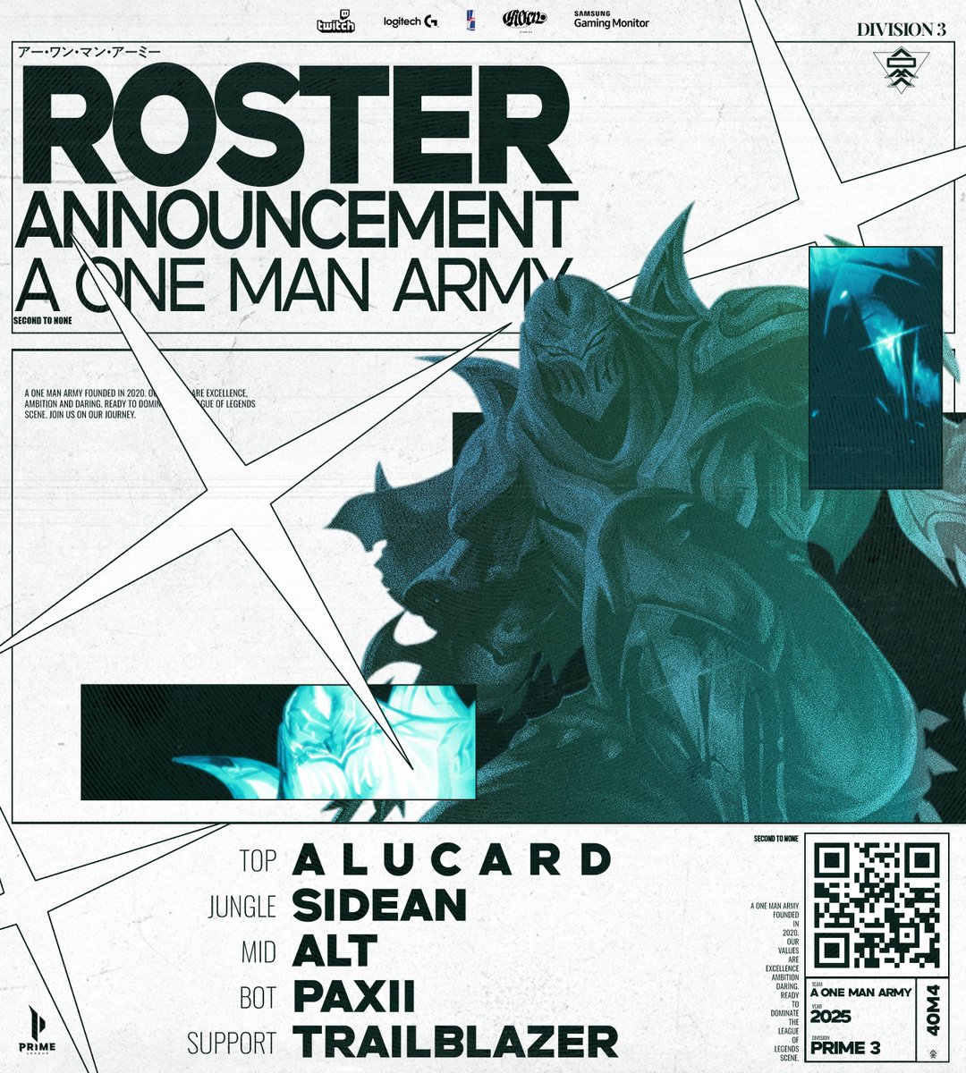 With such a clean line up, how do we even lose? 
Introducing our 2025 Div 3 <a href="/PrimeLeague/">Die Techniker Prime League</a> roster. 

Top lane: <a href="/Alucard91991/">Alucard</a> 
Jungle: <a href="/Sidean_/">Sidean</a> 
Mid lane: <a href="/lebsterek/">Lebsterek</a> 
Bot lane: <a href="/paxiicoaching/">Paxii</a> 
Support: <a href="/IceTrailblazer/">Trailblazer</a> 

Sub: @unsaintedlol 

General Manager: <a href="/saltyegrill/">snacky</a>