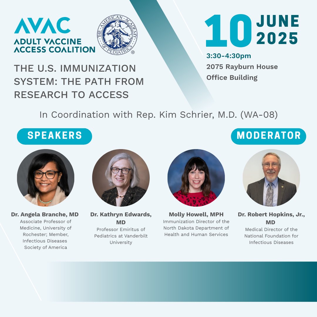 NFID (@nfidvaccines) on Twitter photo 📣 Join #NFID Medical Director <a href="/ARAdultImmDoc/">Robert Hopkins</a>, <a href="/AVACNow/">AVAC</a>, and <a href="/AmerAcadPeds/">American Academy of Pediatrics</a> on 6/10 at 3:30 PM ET for panel discussion on vaccine path from research to access
Register: ow.ly/h0Ez50W314Q 📣 Join #NFID Medical Director <a href="/ARAdultImmDoc/">Robert Hopkins</a>, <a href="/AVACNow/">AVAC</a>, and <a href="/AmerAcadPeds/">American Academy of Pediatrics</a> on 6/10 at 3:30 PM ET for panel discussion on vaccine path from research to access
Register: ow.ly/h0Ez50W314Q