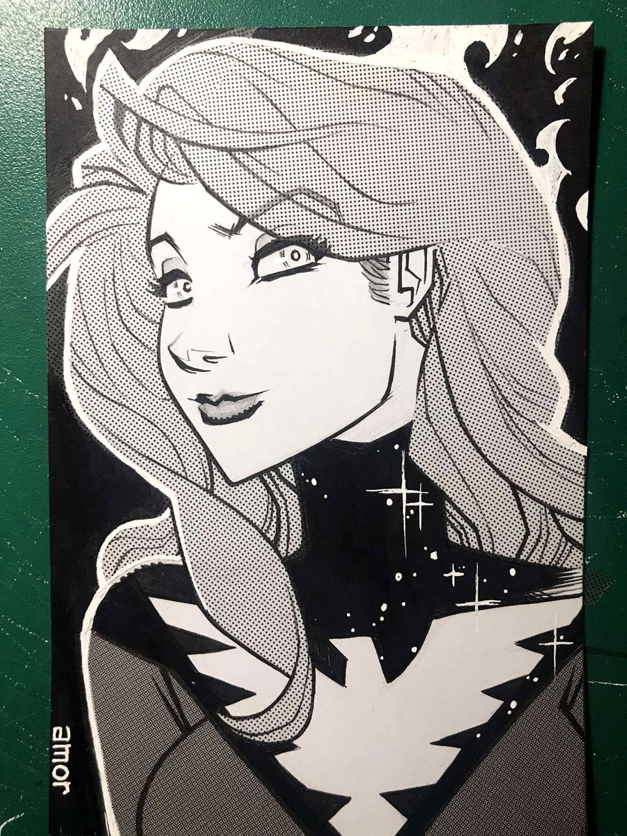 JohnAmor's tweet image. 56/365: PHOENIX
4x6; ink and screentone on bristol

#xmen #xmenphoenix #jeangrey #marvelcomics #traditionalart #comicart #illustration #superheroine #marvelgirl