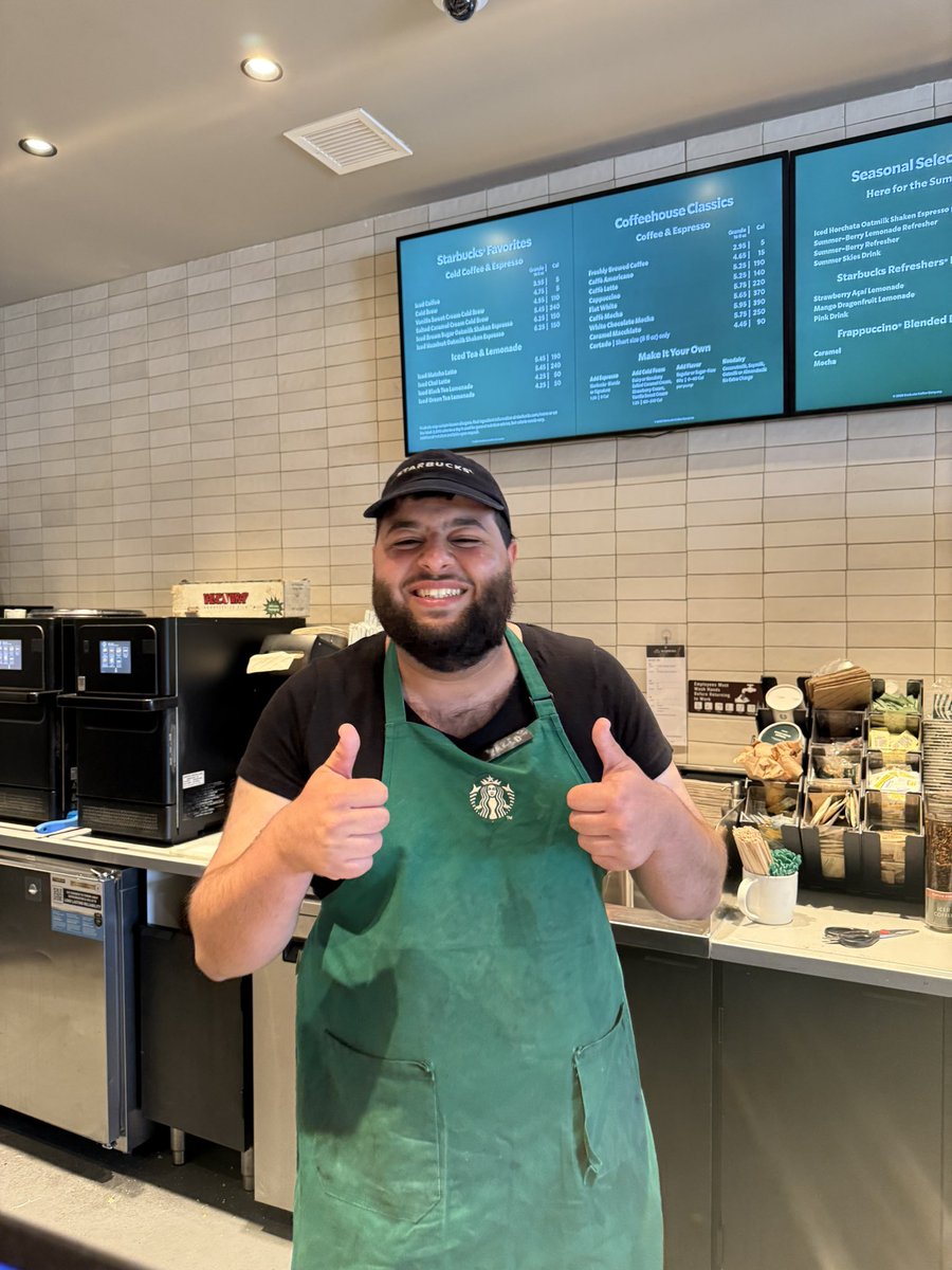 <a href="/Starbucks/">Starbucks</a> our barista in Clifton Va is such a great person always smiling and making our Sri la with love give him praise and a raise show them appreciation