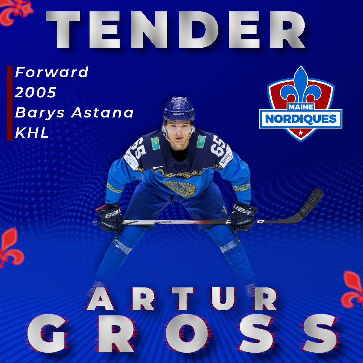 INKED 🖊️ 

We are extremely excited to announce the Tender signing of former KHL’er and WJC U20 forward Artur Gross!

Artur Hails from Kazakhstan and was a standout at the U20 tournament for his team this winter and looks to put up big time numbers for us this season!