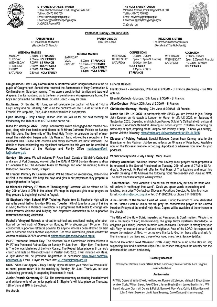 Here is this week’s bulletin: