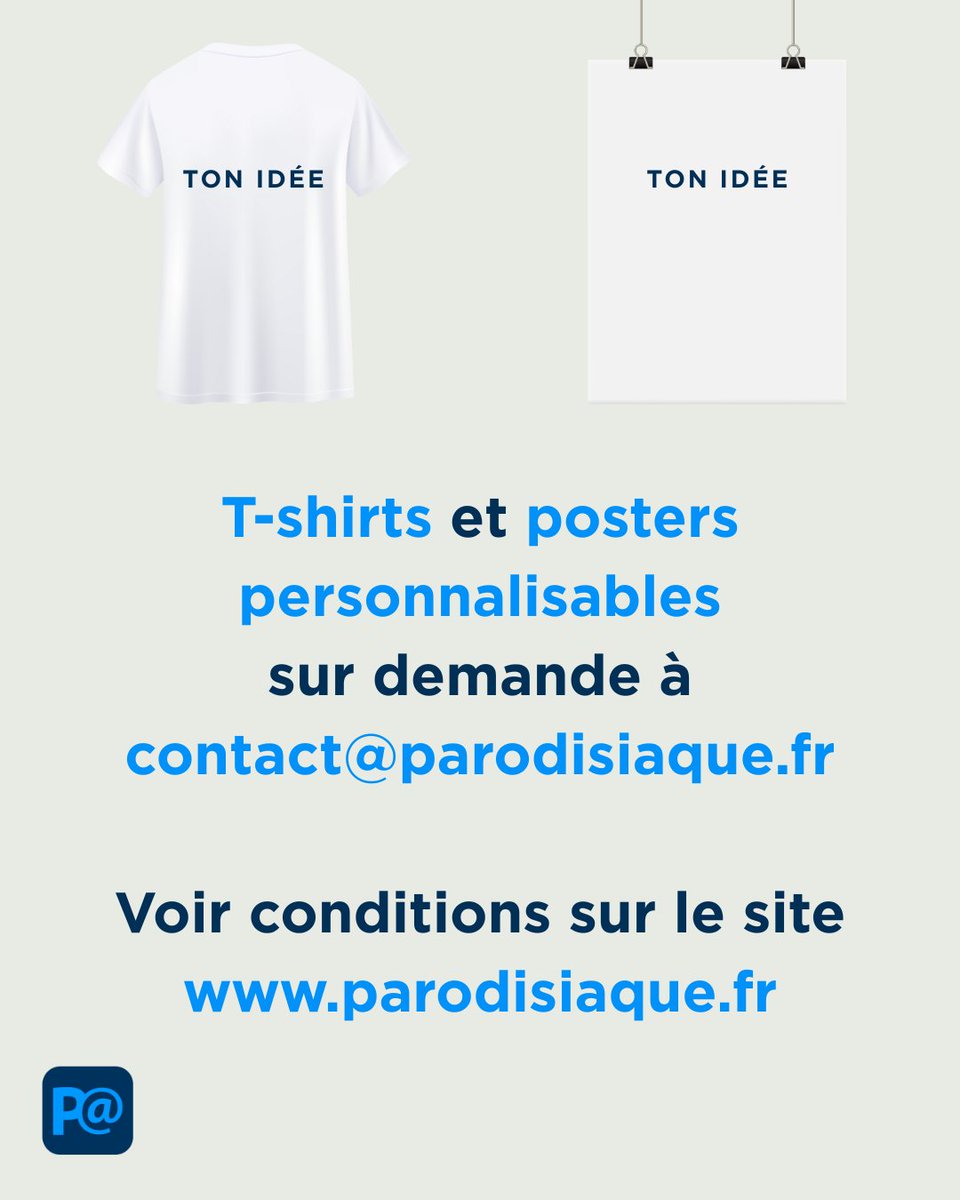 Parodi_siaque's tweet image. Très heureux de vous annoncer que ma boutique en ligne parodisiaque.fr est officiellement ouverte !

Retrouvez le meilleur (ou le pire) de mes montages en posters et très bientôt en T-shirts ! 🖼️👕

Partages appréciés 🙏