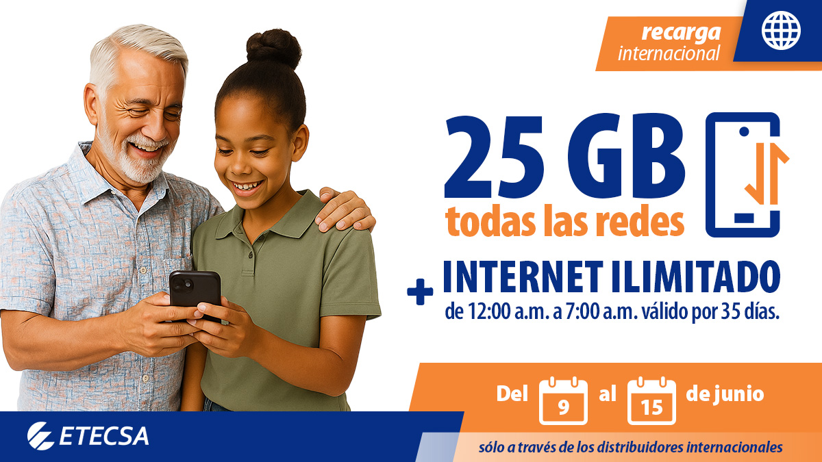 🔥 ¡Se acerca una nueva promo! 🔥
¡Celebra a papá con una recarga especial del 9 al 15 de junio! 🎁💙 
Consulta toda la info en etecsa.cu. 🔗
#RecargaInternacional