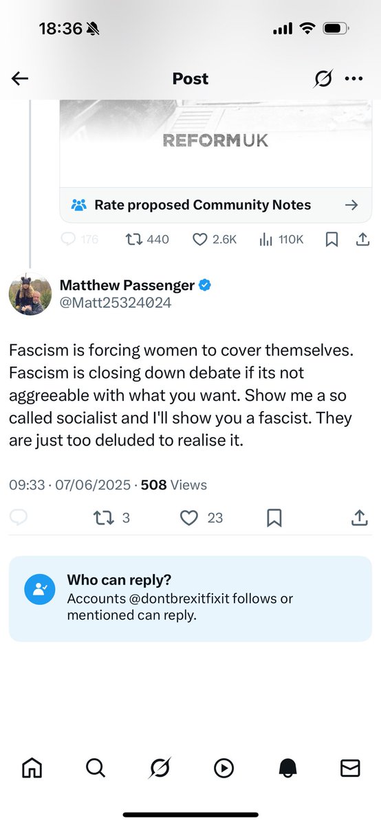 This is what fascism looks like. <a href="/dontbrexitfixit/">Andrew Parnall</a>  didn’t like the responses they got so they closed down comments. These are the woke mind virus people <a href="/elonmusk/">Elon Musk</a> talks about.
