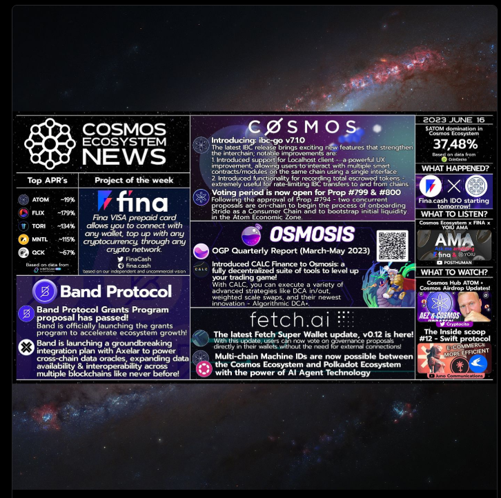 ponimajushij's tweet photo. @CosmosEcosystem
Today is the #BirthDay of my #NFT #News #712
https://t.co/qBYiLQKXGO
#AIAGENY #AXELAR #BAND #CALC #COINGECKO #COSMOS #COSMOSECOSYSTEM #CRYPTOCITO #FETCHAI #FETCHWALLET #FINA #IBCGO #JUNOCOMMUNICATIONS #MINTSCAN #OGP #OSMOSIS #POLKADOT #POSTHUMAN #SWIFTPROTOCOL https://t.co/qZYjMLETkn