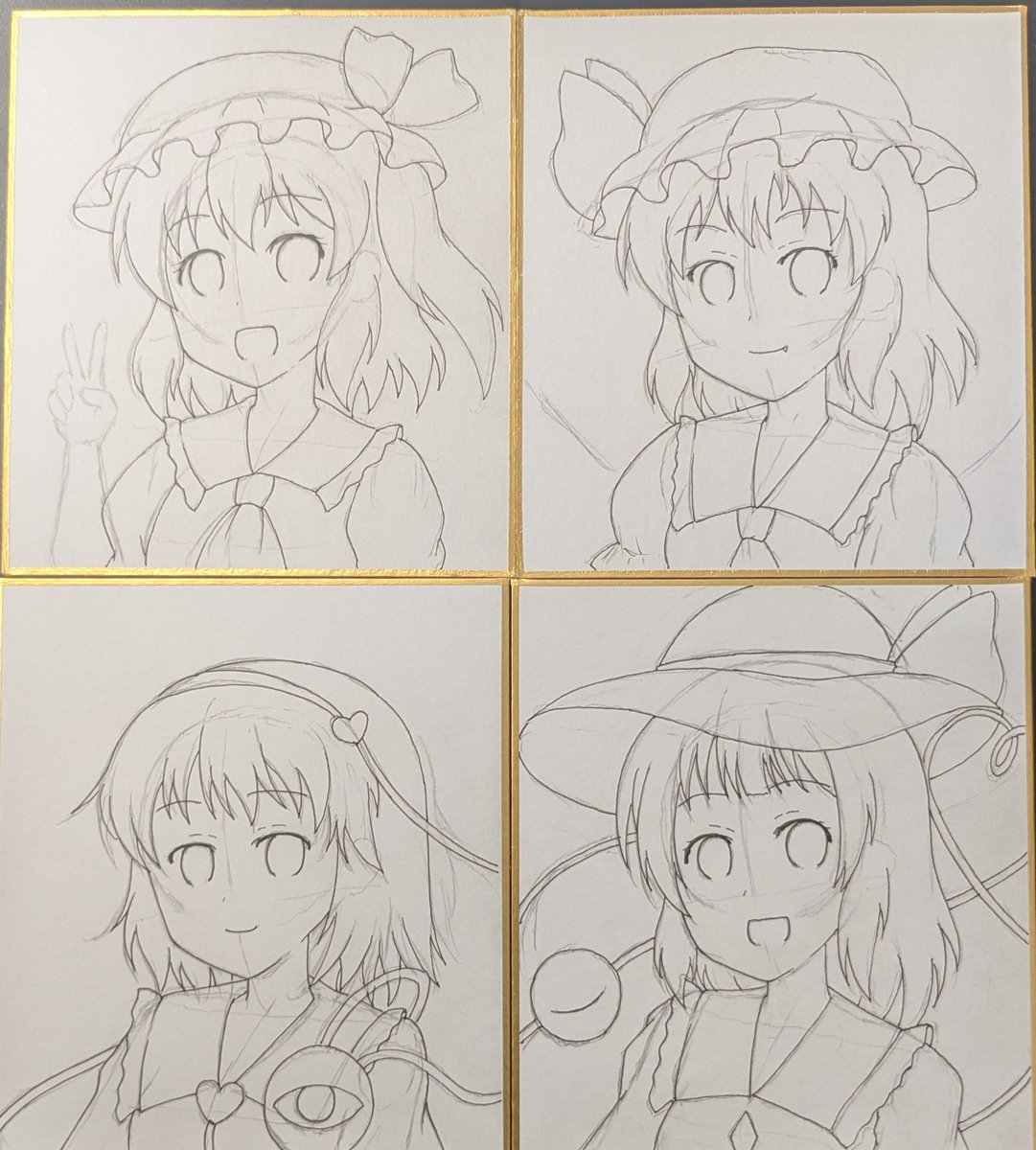 深夜に目が覚めたので、色紙ペン入れしてました!!これから寝ますー🌙 