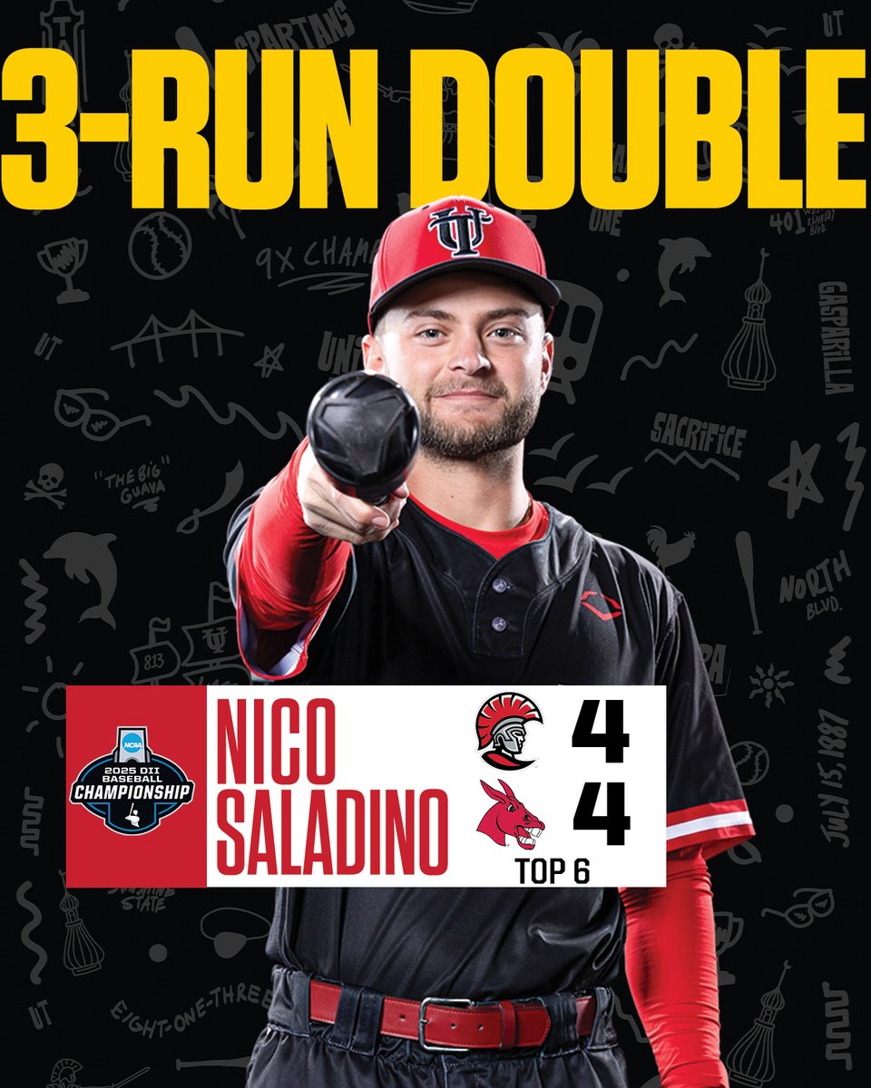 Brand new game in Cary thanks to Nico Saladino.🤟 Bases loaded double clears the bases in T6.

#TampaBaseball⚾️ #StandAsOne🛡️