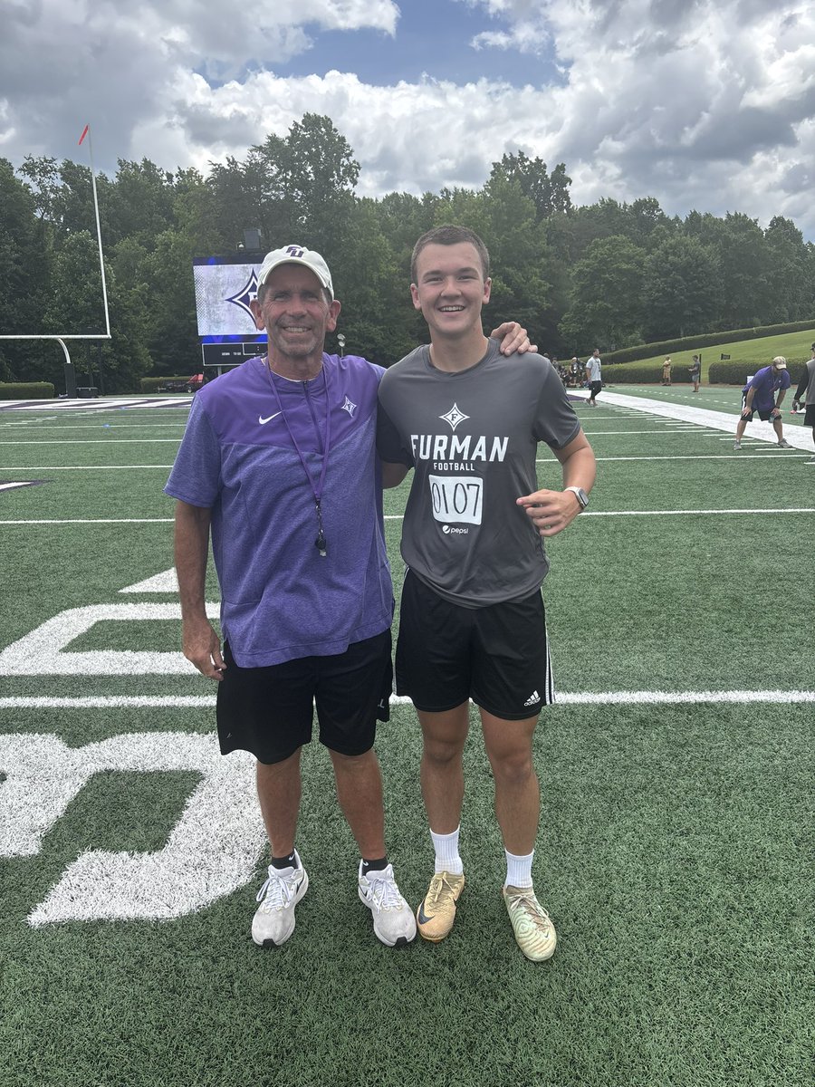 Had a great time at Furman’s MEGA camp! Won the field goal and kickoff competition as an underclassman! Hit a 55 to win Field goal and an 8 deep kickoff. Thank you <a href="/PaladinFootball/">Furman Football</a> and <a href="/CSpangDB/">Tommy Spangler</a> for a great camp experience!

<a href="/DanOrnerKicking/">DanOrnerKicking</a> 
<a href="/MVPFootballSC/">MVP Football</a>
<a href="/CoachRamseyMVP/">Grey Ramsey</a>