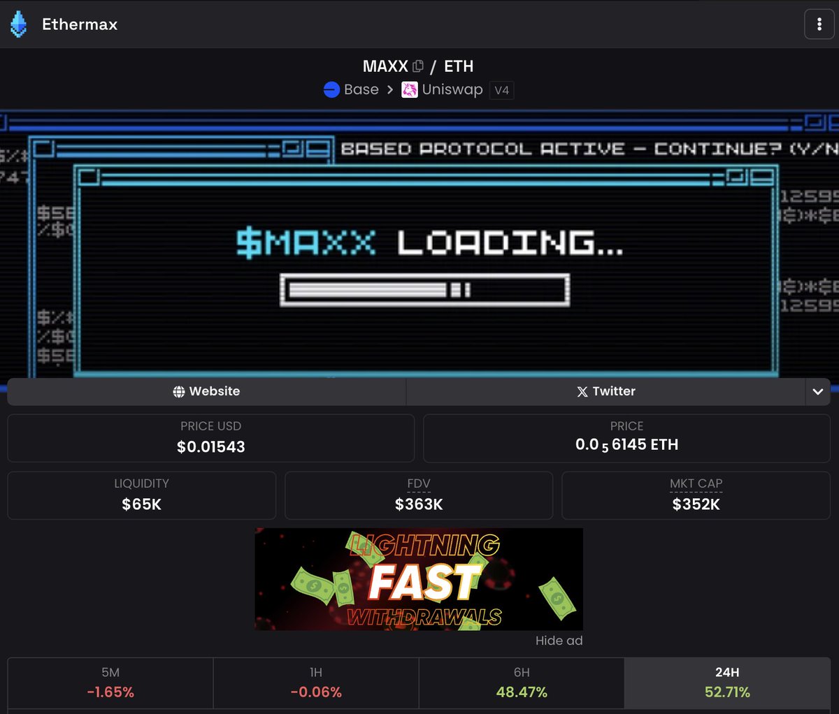 $MAXX up 50% in 6hrs. Don't say I didn't tell you when this rips 300x.

Gaming ecosystem on base. Fren Pet went to $130m earlier in the cycle.