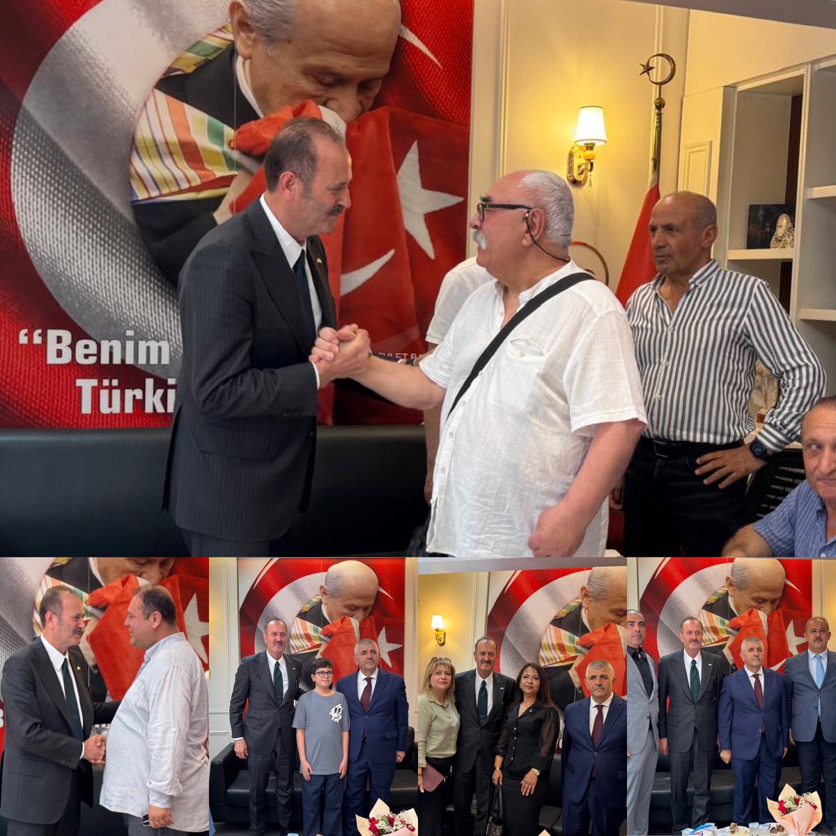 TmrOsmanagaoglu's tweet photo. MHP İzmir İl Başkanlığımızda; İl Başkanımız @VeyselSahinMhp , Ülkü Ocakları İl Başkanımız @burakkilictc, dava arkadaşlarımız ve hemşehrilerimizin katılımıyla bayramlaşma programımızı gerçekleştirdik. Vesileyle bir kez daha; Kurban Bayramımız mübarek olsun. https://t.co/A8IX2z84A5