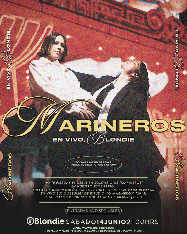El próximo sábado 14 de junio llega "Marineros" al escenario de <a href="/blondieclub/">Blondie Club</a> 🙌🏻✨Tras una breve pausa de los escenarios, el cautivador dúo hará un regreso este año donde recorrerán sus dos discos editados a la fecha.