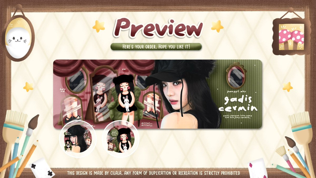 bycilala's tweet image. Hai kobamers!

Aku ada 3 layout ready stock ningning spesial katalog "gadis cermin". Free retext, untuk harganya 28k/ea. Dm aja sesuai kode (cek alt) yaaaaa ... Terima kasih 🫶🥺

#zonauang