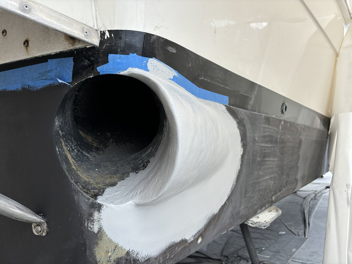Custom made exhaust diverters I designed, built and installed on the big bosses boat in the course of the last two days…always getting better and faster at my OTHER craft of choice.