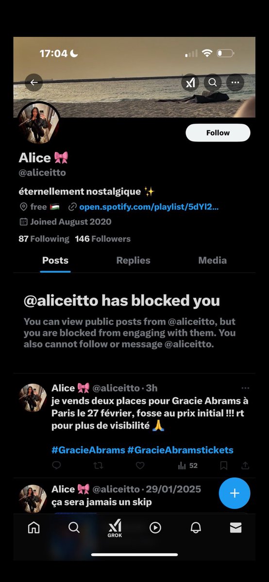 dobrasil3t's tweet photo. ATTENTION AUX ARNAQUES !! ce compte «qui vend des places pour billie eilish à paris» m’avait scam pour gracie abrams  (aller voir sur mon compte j’explique dans un tweet) elle change juste sans arrêt son pseudo et sa pdp https://t.co/8i06pY45yB