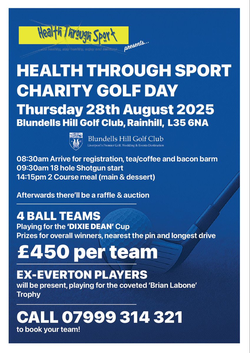 MurphysDist's tweet image. This looks like a great event for any golfers out there, all in aid of charity. Reach out to @HealththruSport on the number for more details. Loads of ex players confirmed too 💙 @Everton #everton #efc