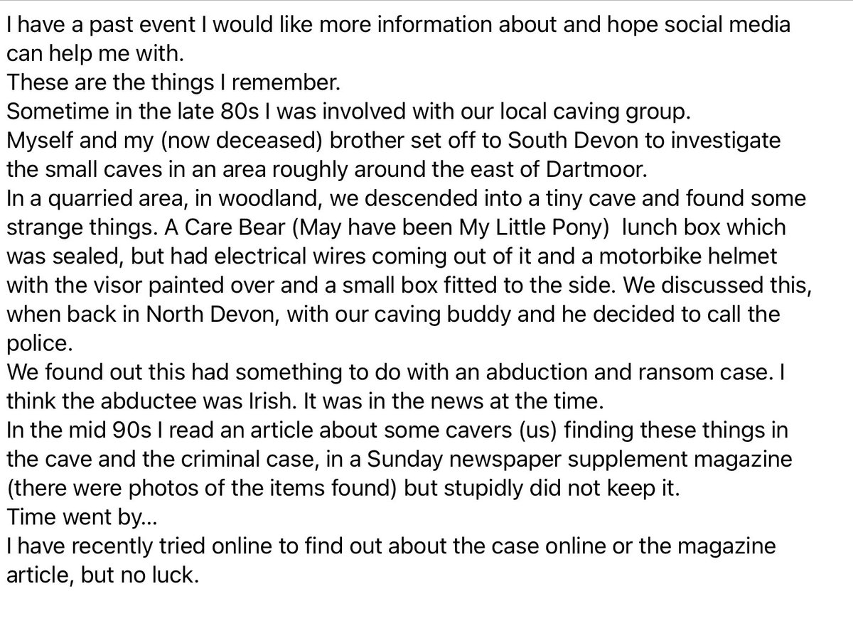 A strange thing happened to me in the 80s and I’m hoping that social media can give me some information about what happened.
I was too young at the time to bother about the details or record anything for posterity, but now would like to know more.