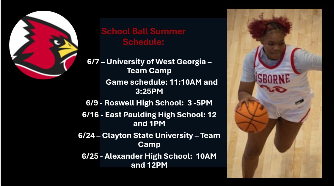 Mina Ly (@mina_ly07) on Twitter photo Check out my school ball summer schedule. Game one today at <a href="/UWG_WBB/">UWG Women’s Basketball</a> !! LET'S GOOOO <a href="/ladycardsbball_/">OHSLadyCardinals_bball</a> 🔥🔥🔥🔥👑👑👑
<a href="/Senator_WBB/">Davis & Elkins Women’s Basketball</a>
<a href="/NShelwick/">Coach Colie</a>
<a href="/Lander_WBB/">Lander Women's Basketball</a>
<a href="/UWA_WBB/">University of West Alabama WBB</a>
<a href="/CSUCougarsWBB/">Columbus State Women’s Basketball</a>
<a href="/Coker_WBB/">Coker Women's Basketball</a>
<a href="/GeorgiaQueenEl1/">Georgia Queen Elite Basketball</a>
<a href="/CSULakers/">Clayton State Athletics</a>
<a href="/CoachHouser/">Matt Houser</a>
<a href="/VeronikaR33/">Veronika Robertsđź’«</a>
<a href="/Shorter_WBB/">Shorter University Women’s Basketball</a>
<a href="/mikemillsnc/">Mike Mills WBB College Recruiting</a> Check out my school ball summer schedule. Game one today at <a href="/UWG_WBB/">UWG Women’s Basketball</a> !! LET'S GOOOO <a href="/ladycardsbball_/">OHSLadyCardinals_bball</a> 🔥🔥🔥🔥👑👑👑
<a href="/Senator_WBB/">Davis & Elkins Women’s Basketball</a>
<a href="/NShelwick/">Coach Colie</a>
<a href="/Lander_WBB/">Lander Women's Basketball</a>
<a href="/UWA_WBB/">University of West Alabama WBB</a>
<a href="/CSUCougarsWBB/">Columbus State Women’s Basketball</a>
<a href="/Coker_WBB/">Coker Women's Basketball</a>
<a href="/GeorgiaQueenEl1/">Georgia Queen Elite Basketball</a>
<a href="/CSULakers/">Clayton State Athletics</a>
<a href="/CoachHouser/">Matt Houser</a>
<a href="/VeronikaR33/">Veronika Robertsđź’«</a>
<a href="/Shorter_WBB/">Shorter University Women’s Basketball</a>
<a href="/mikemillsnc/">Mike Mills WBB College Recruiting</a>