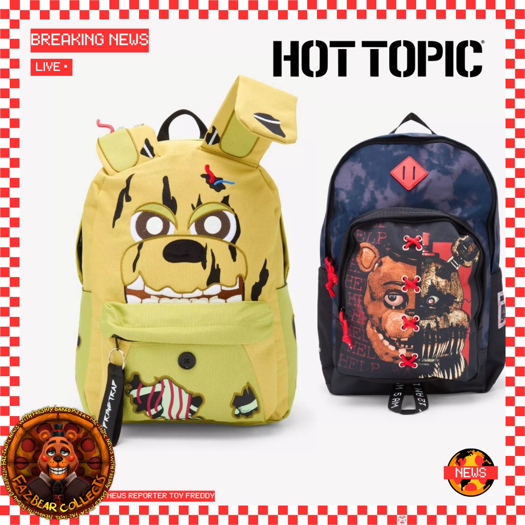 FazBearCollects's tweet image. 🐻🎤🍕New backpacks at hottopic!!🍕🎤🐻

#hottopic #fnaf #bioworld #scottcawthon #fivenightsatfreddys #fnafnews #fnafmerch
