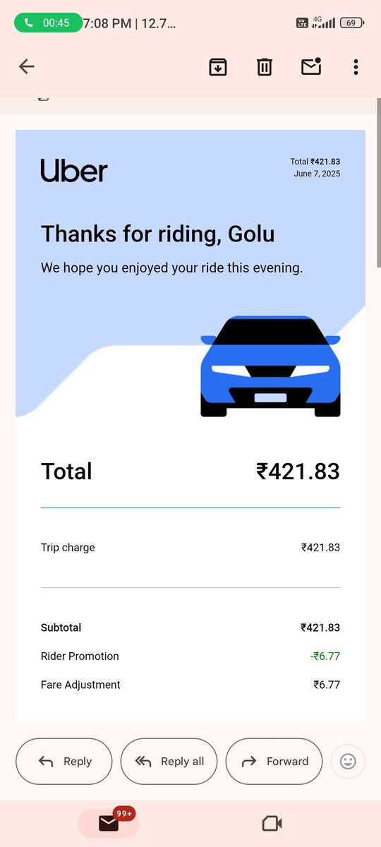 I don't understand how it became ₹421 for 11 kilometers <a href="/Uber_India/">Uber India</a> <a href="/Uber/">Uber</a> <a href="/Uber_Support/">Uber Support</a> <a href="/UberUK/">Uber UK</a>