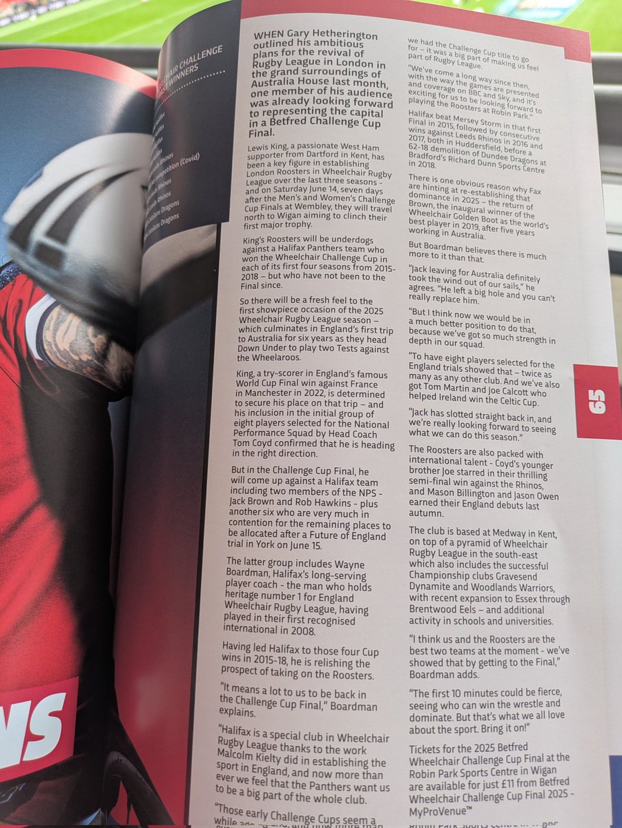 Cat Scallon (@catriona1989) on Twitter photo Lovely feature on <a href="/WheelchairRL/">Wheelchair RL</a> #ChallengeCup in the Wembley finals day programme! <a href="/LewisKing_rl/">Lewis King</a> Lovely feature on <a href="/WheelchairRL/">Wheelchair RL</a> #ChallengeCup in the Wembley finals day programme! <a href="/LewisKing_rl/">Lewis King</a>