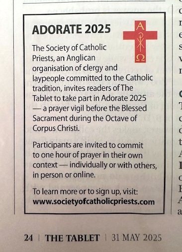 Ian_Gomersall's tweet photo. Delighted to see @scpeurope invitation to #Adorate25 in The Tablet. Why not join in the 'wave' of Prayer? Details at: https://t.co/jFrJeRmpLU  Please share too. https://t.co/lKtqq0sxAj