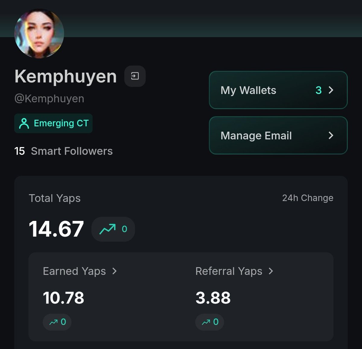 Kemphuyen (@kemphuyen) on Twitter photo Yaps points feel like an unattainable luxury to me right now.
No matter how hard I try, shouting out <a href="/virtuals_io/">Virtuals Protocol</a> on X every day,
engaging consistently on various topics,
my Yaps haven’t budged since May 22.
<a href="/KaitoAI/">Kaito AI 🌊</a> <a href="/Punk9277/">Yu Hu 🌊</a>, can you shed some light on what’s going on?
I’m Yaps points feel like an unattainable luxury to me right now.
No matter how hard I try, shouting out <a href="/virtuals_io/">Virtuals Protocol</a> on X every day,
engaging consistently on various topics,
my Yaps haven’t budged since May 22.
<a href="/KaitoAI/">Kaito AI 🌊</a> <a href="/Punk9277/">Yu Hu 🌊</a>, can you shed some light on what’s going on?
I’m