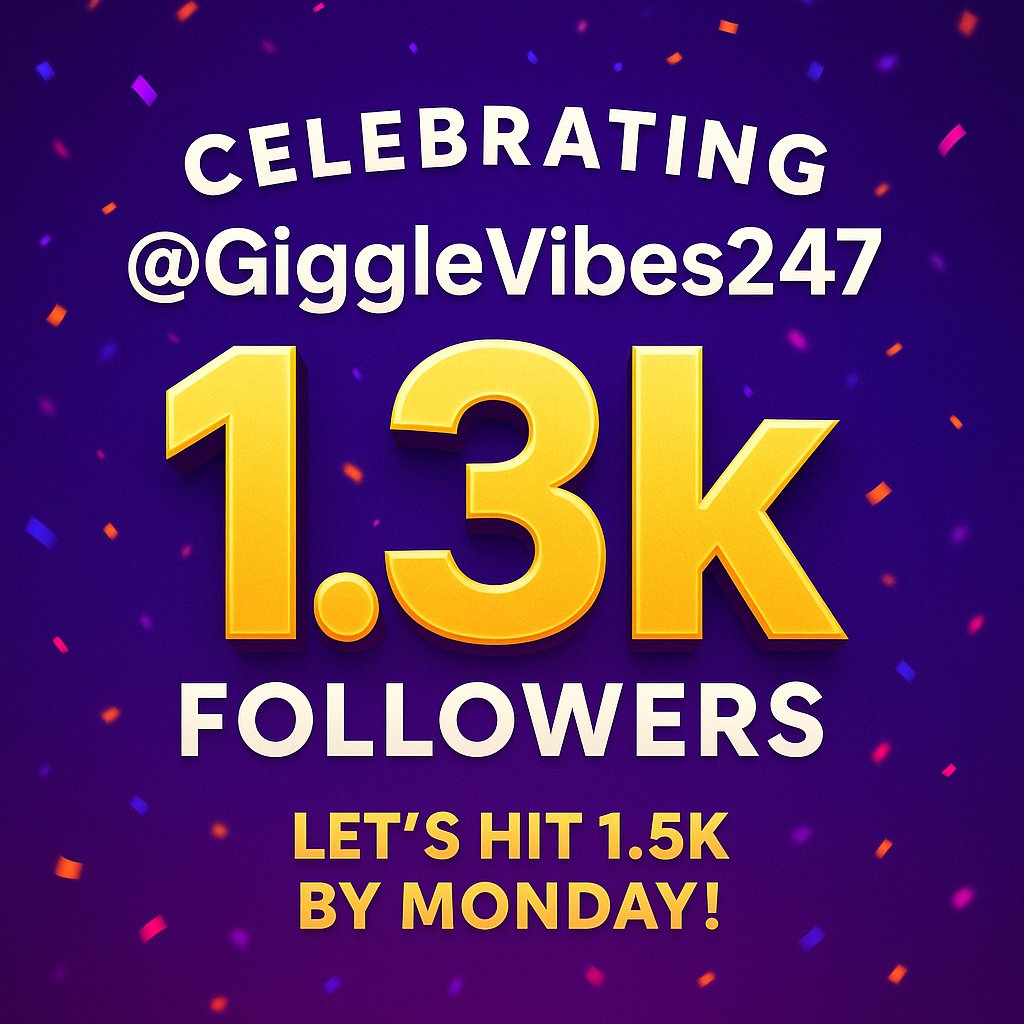 GiggleVibes247's tweet photo. Thank you for rocking with @GiggleVibes247 🙌🔥
Let’s keep growing together, supporting each other, and chasing these goals 💯
Next stop: 1.5k by Monday! 🚀
#GiggleVibes247 #MilestoneMood #FollowBackFam https://t.co/vlELkoG9VC