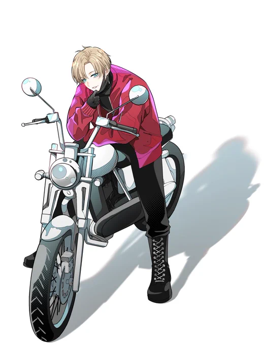 ちょっと顔と色を修正した。バイクいいよね #かな絵 #MADTOWN