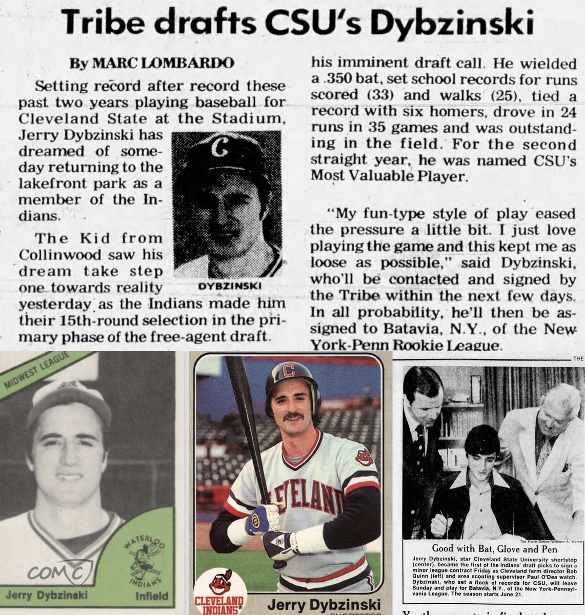 June 7, 1977: The Collinwood Kid￼⚾️

Tribe drafts INF Jerry Dybzinski - alum of Collinwood High School &amp; Cleveland State University in 15th Rnd MLB draft

#GuardsBall 

3 years in Cleveland, 6 total in big leagues

#TheDybber