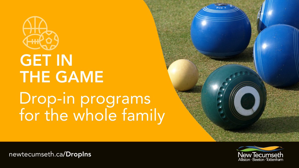 Get in the Game! 🏀🏐🏸
Our recreation centres are buzzing with energy and excitement! Bring your friends and family to enjoy drop-in programs like basketball, volleyball, pickleball, badminton, soccer, lawn bowling, and more! 👟
Check out the schedule at newtecumseth.ca/dropins